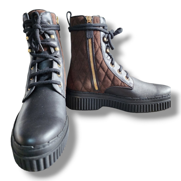 Tod's Diamond Quilted Lace-up Boot In Black Multi Size 34.5 (US 4.5) - Picture 14 of 16